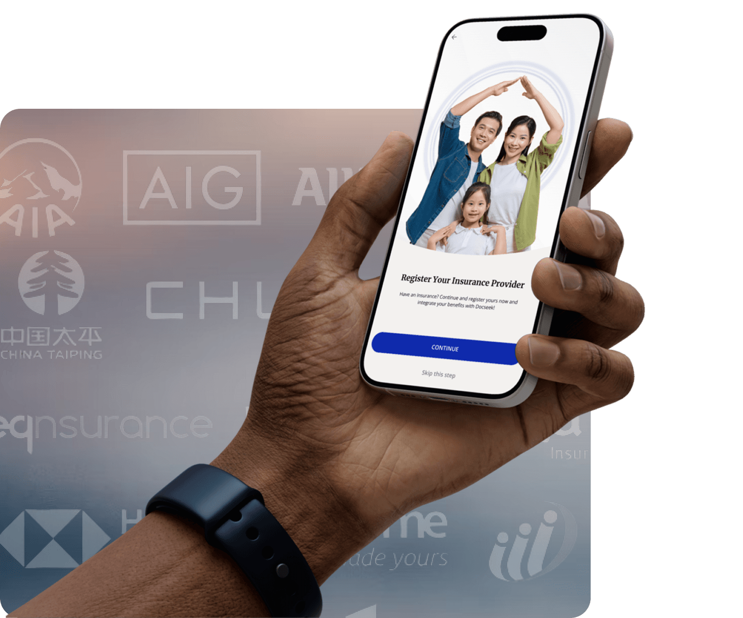 Docseek insurance integration screen on iPhone
